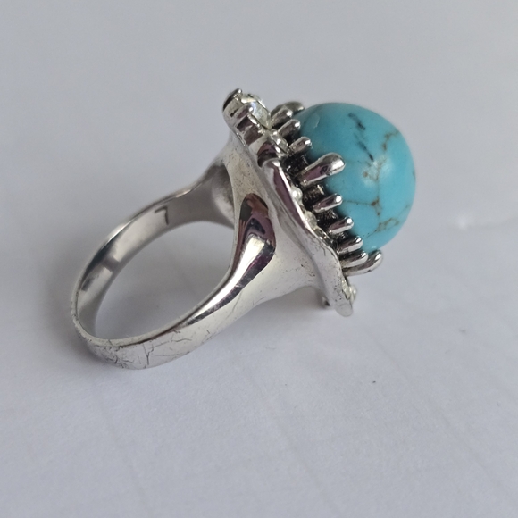 Faux Turquoise Statement Ring 7 - Picture 3 of 6